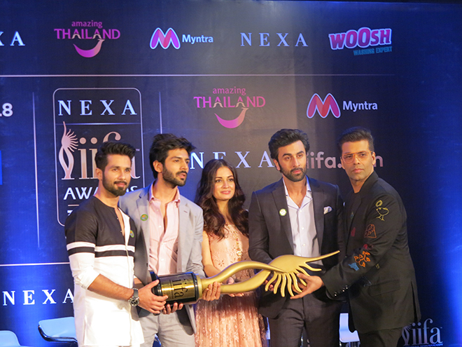 From left: Shahid Kapoor, Kartik Aaryan, Dia Mirza, Ranbir Kapoor and Karan Johar