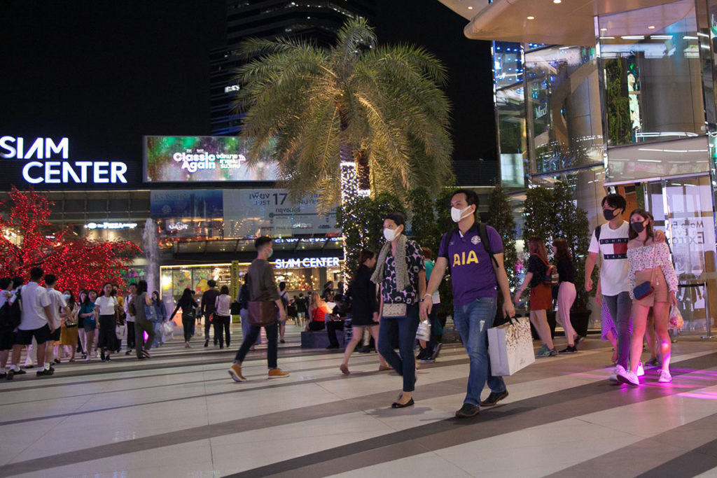Hygiene measures at Bangkok malls and mass transit systems for coronavirus prevention