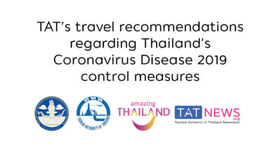 TAT’s travel recommendations regarding Thailand’s Coronavirus Disease 2019 control measures