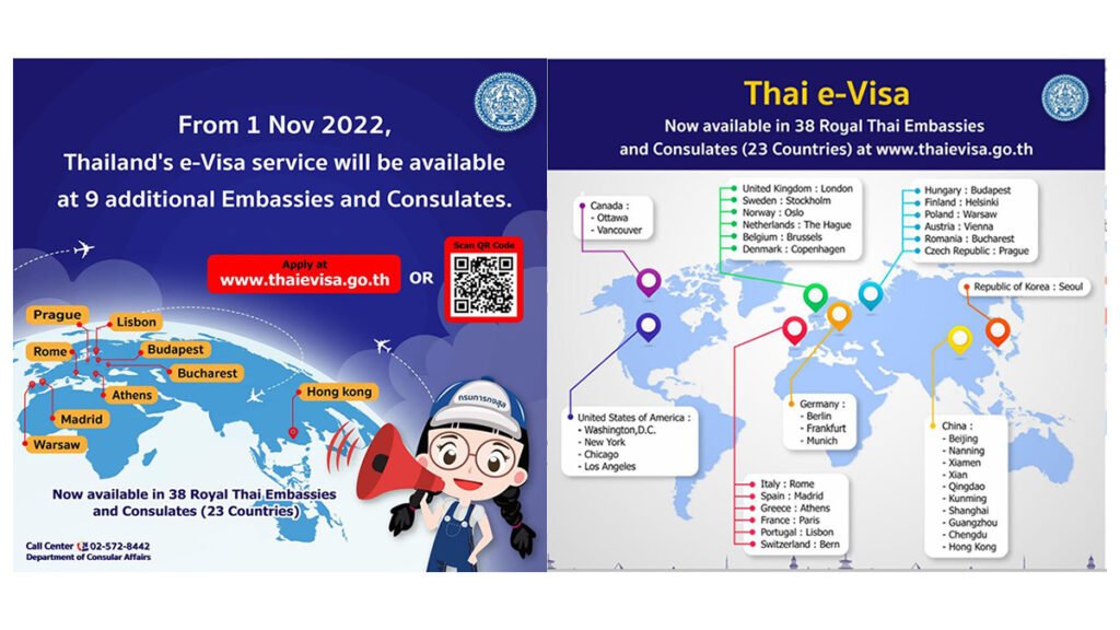 Thailand e-Visa online application service now available in 38 cities worldwide