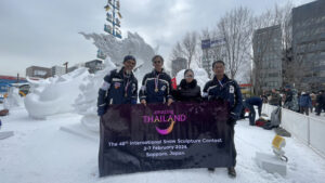 Thailand’s “Naga Fireballs” wins 1st runner-up in International Snow Sculpture Contest in Sapporo