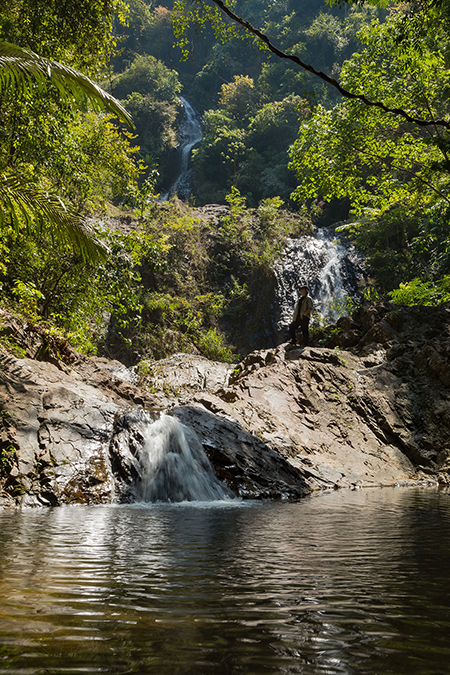 Multi-tiered jungle waterfall deep in Khao Phanom Bencha National Park, Krabi