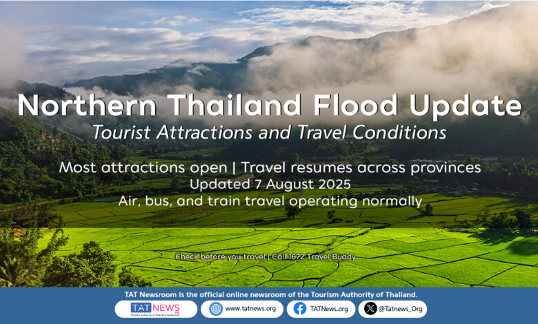 Northern Thailand flood recovery update as of 7 August 2025 – most attractions open and travel operating normally across provinces including Nan and Chiang Rai.