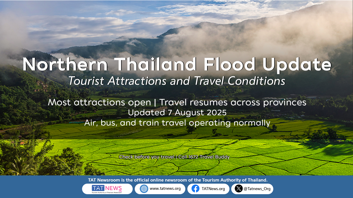 Northern Thailand flood recovery update as of 7 August 2025 – most attractions open and travel operating normally across provinces including Nan and Chiang Rai.