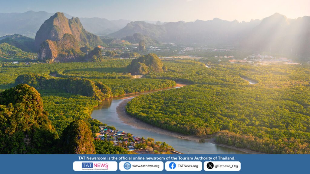 Phang Nga Bay mangrove forest and limestone mountains – iconic film location in Thailand, promoted by TAT Newsroom for global tourism.