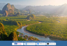 Phang Nga Bay mangrove forest and limestone mountains – iconic film location in Thailand, promoted by TAT Newsroom for global tourism.