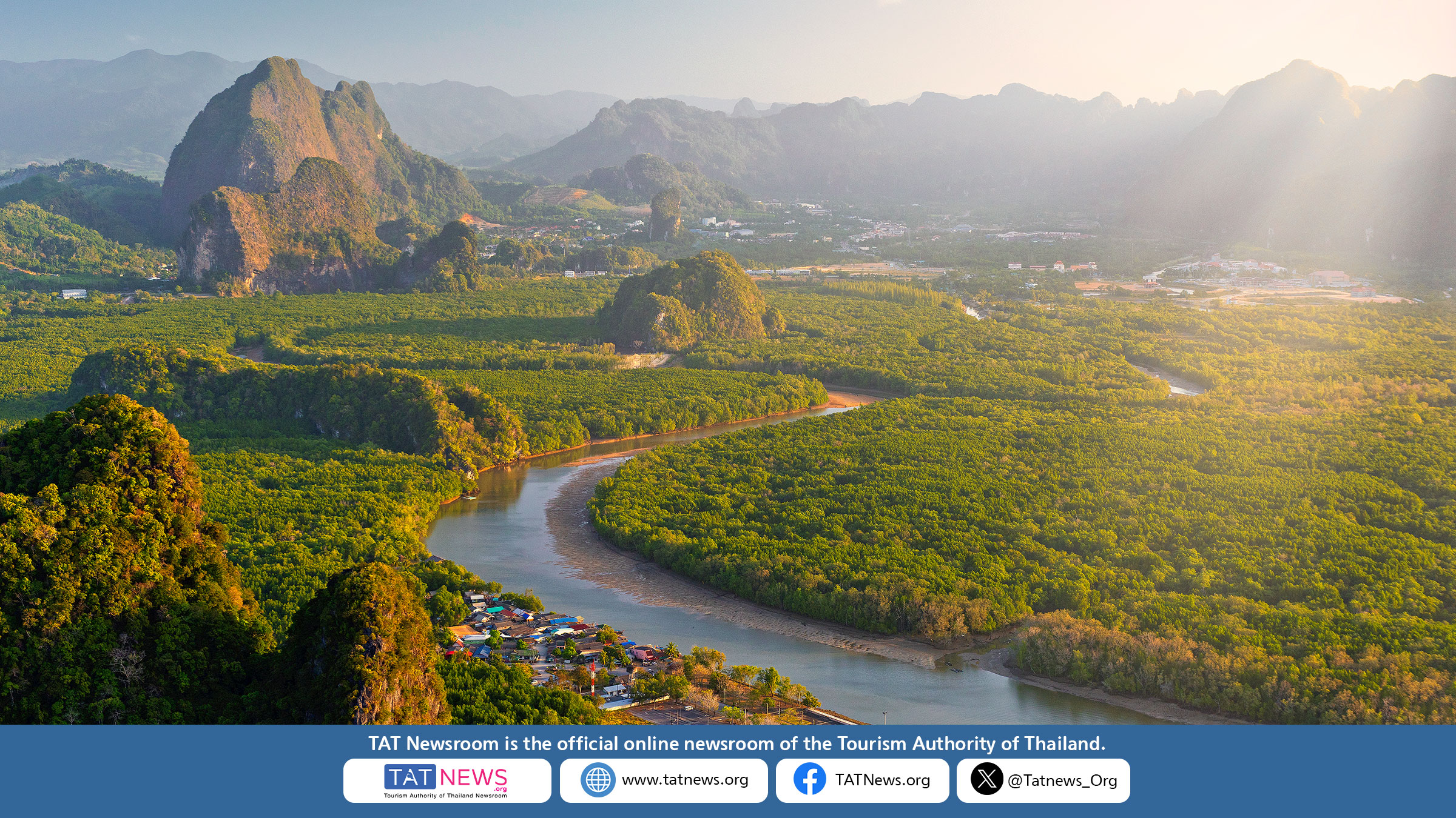 Phang Nga Bay mangrove forest and limestone mountains – iconic film location in Thailand, promoted by TAT Newsroom for global tourism.