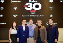 Forbes Under 30 Summit Asia group photo in Bangkok with TAT executives and partners