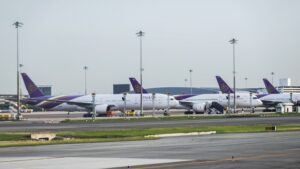 Thai Airways aircraft at Suvarnabhumi Airport apron