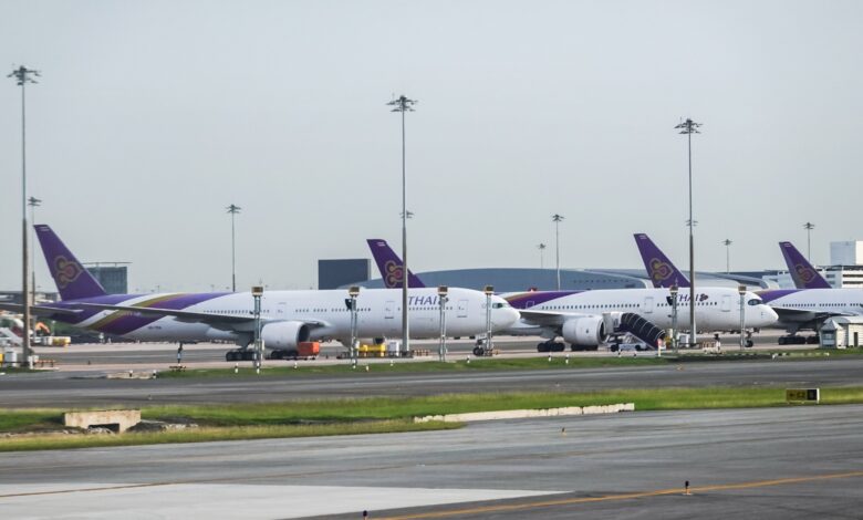 Thai Airways aircraft at Suvarnabhumi Airport apron