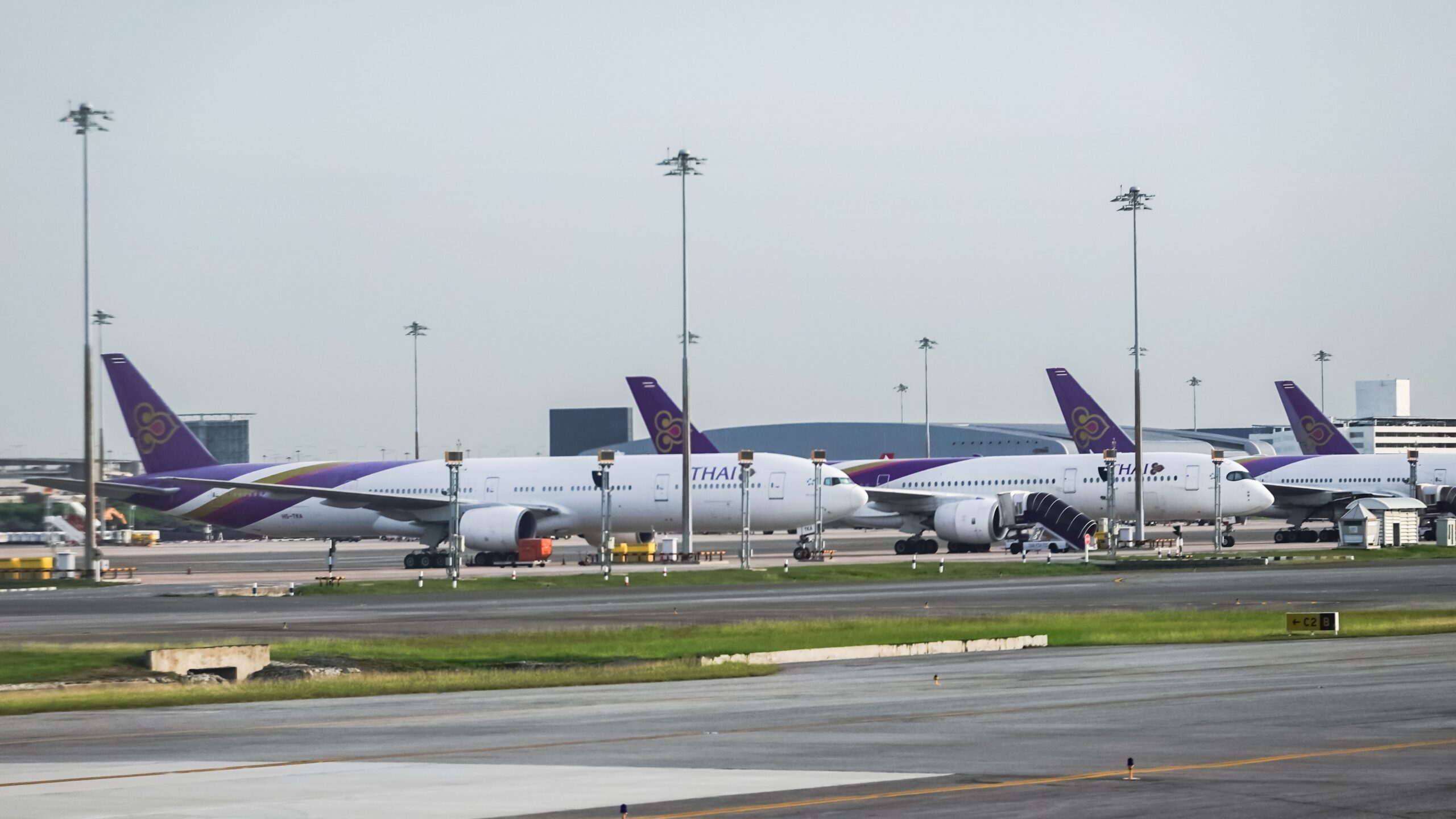Thai Airways aircraft at Suvarnabhumi Airport apron