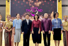 Tourism Expo Japan 2025 Thailand Pavilion opening ceremony with TAT executives and Thai traditional dancers