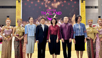 Tourism Expo Japan 2025 Thailand Pavilion opening ceremony with TAT executives and Thai traditional dancers