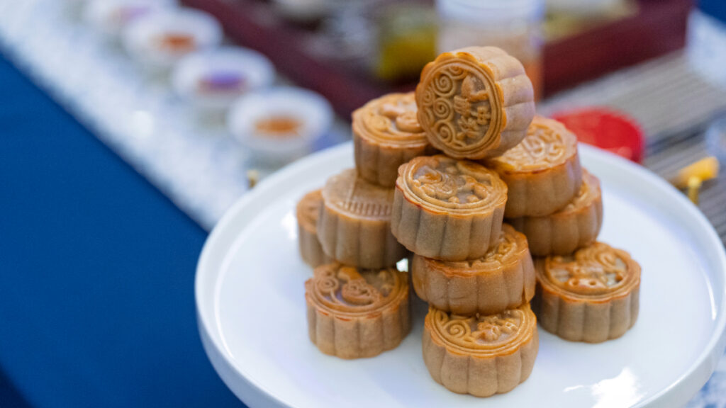 Traditional mooncakes served at the Amazing Thailand Mid-Autumn Night 2025, symbolising reunion and blessings.