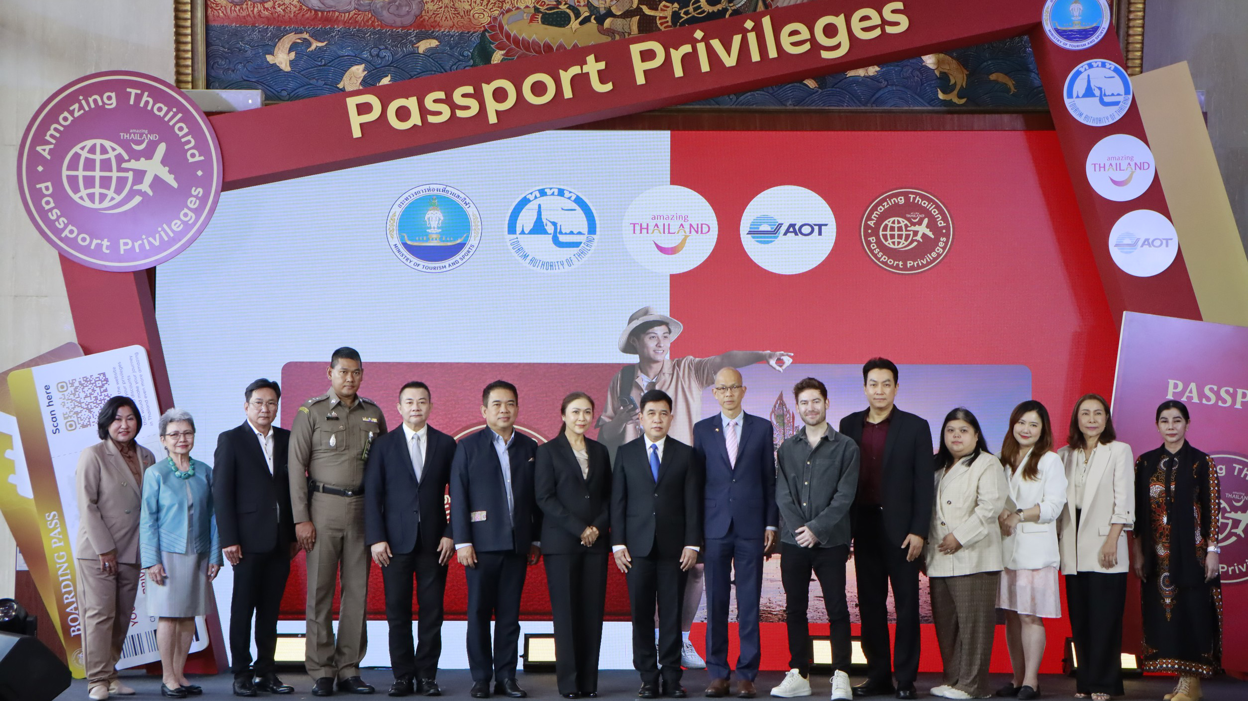 Executives and tourism partners at the launch of Amazing Thailand Passport Privileges 2025 in Bangkok, promoting exclusive rewards for international visitors.