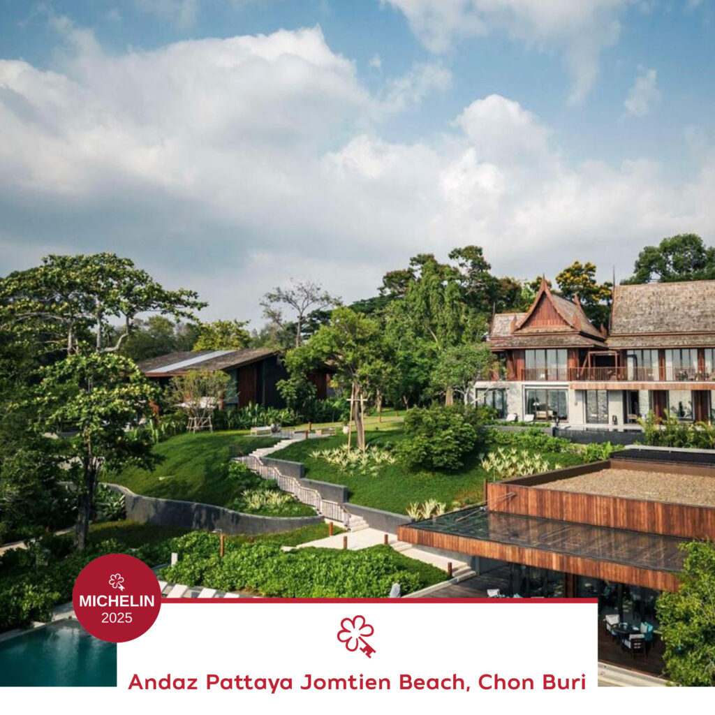 Andaz Pattaya Jomtien Beach, Chon Buri, featured in the MICHELIN Key Selection Thailand 2025, blending Thai-inspired architecture with coastal luxury and nature.