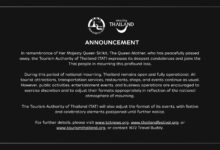 Tourism Authority of Thailand expresses condolences on the passing of Her Majesty Queen Sirikit, The Queen Mother, and informs that Thailand remains open and fully operational during the national mourning period, with TAT events adjusted accordingly.