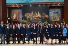 Mr. Atthakorn Sirilatthayakorn greeted by TAT Governor Ms. Thapanee Kiatphaibool and executives at TAT headquarters