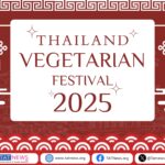 Thailand Vegetarian Festival 2025 official cover design with red Chinese-style frame and festival title.