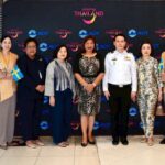 Mrs. Chiravadee Khunsub, TAT executives and airport representatives welcome Norse Atlantic Airways’ inaugural Stockholm–Bangkok flight at Suvarnabhumi Airport.