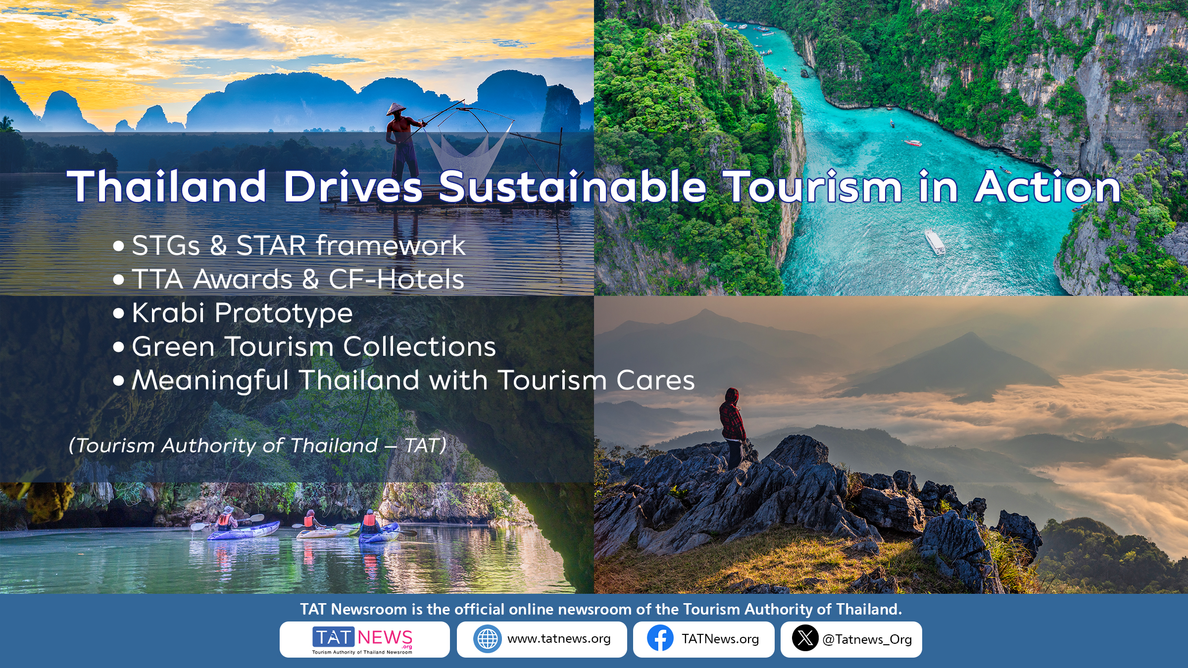 Thailand sustainable tourism in action featuring Krabi Prototype, Green Tourism Collections, and global initiatives by TAT.