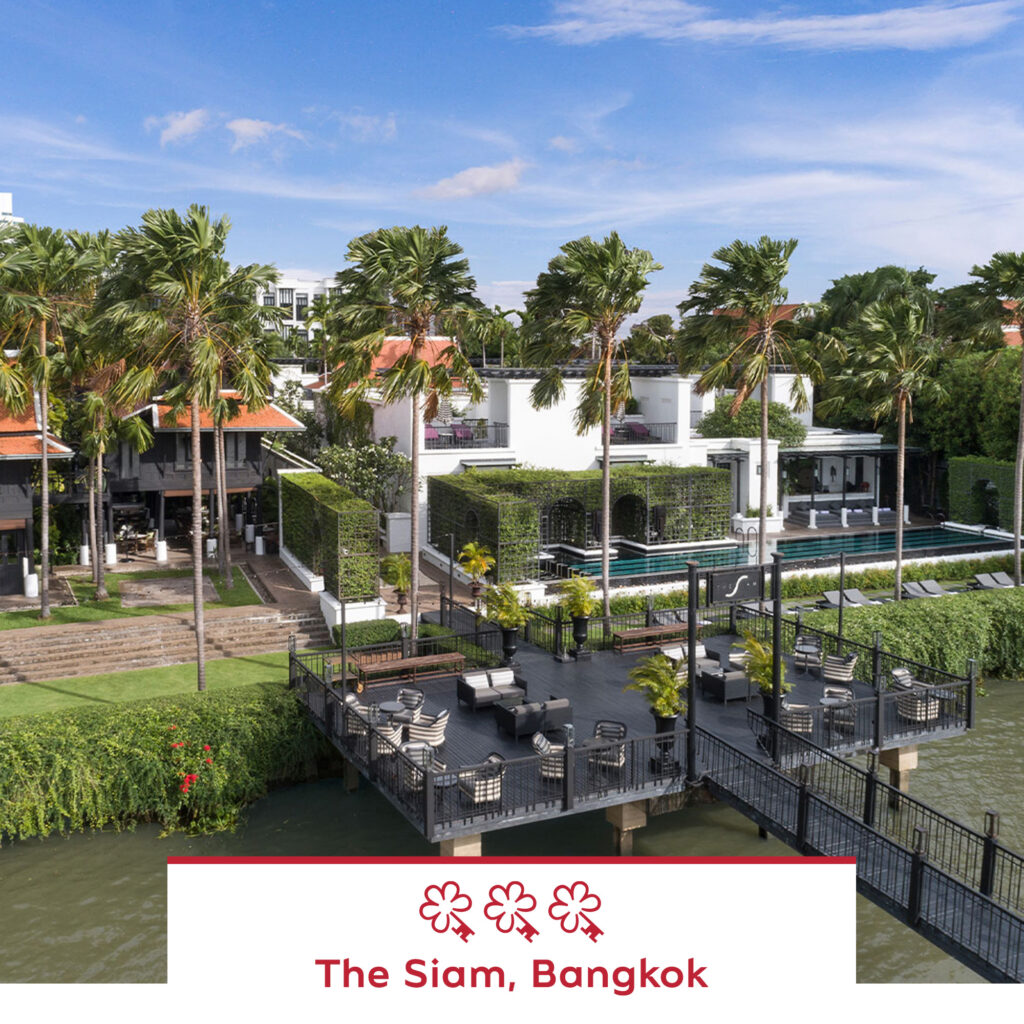 The Siam Bangkok, awarded Three MICHELIN Keys in the MICHELIN Key Selection Thailand 2025, blending Art Deco design with Thai tradition along the Chao Phraya River.