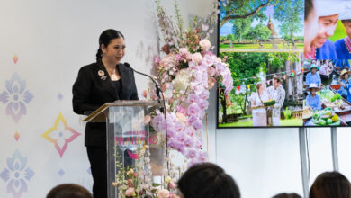 Ms. Thapanee Kiatphaibool, Governor of the Tourism Authority of Thailand (TAT), delivers a speech during the Amazing Thailand Press Conference at WTM 2025 in London, highlighting Thailand’s new global campaign “Healing is the New Luxury.”