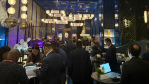 Business-matching session at the Middle East Luxury Trade Meet 2025 in Kuwait, with Thai and Kuwaiti delegates networking in an upscale venue.