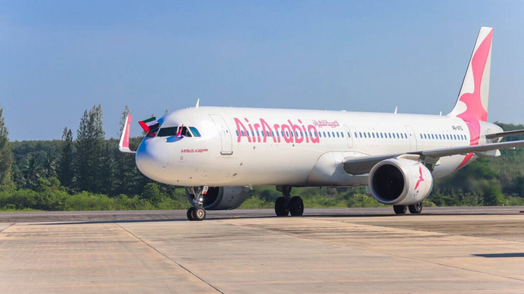 Air Arabia Airbus A321neo arrives at Krabi International Airport on the inaugural direct flight from Sharjah.