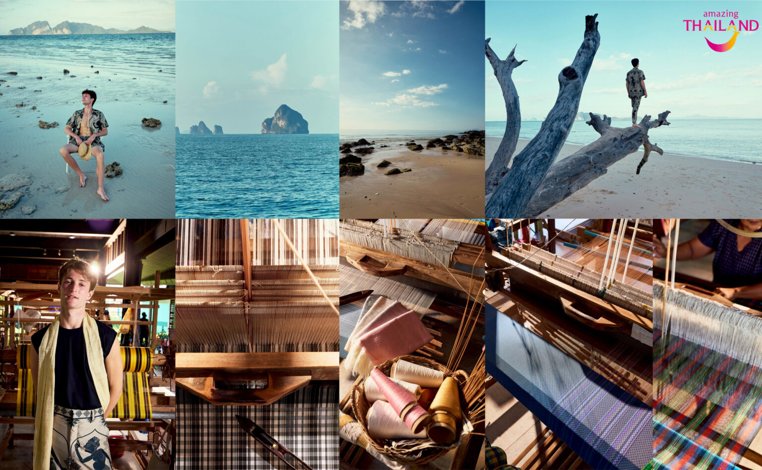 Coastal scenes from southern Thailand, featuring tranquil beaches, calm seas and a traveller enjoying a reflective moment by the shoreline, conveying a sense of relaxation and personal escape.