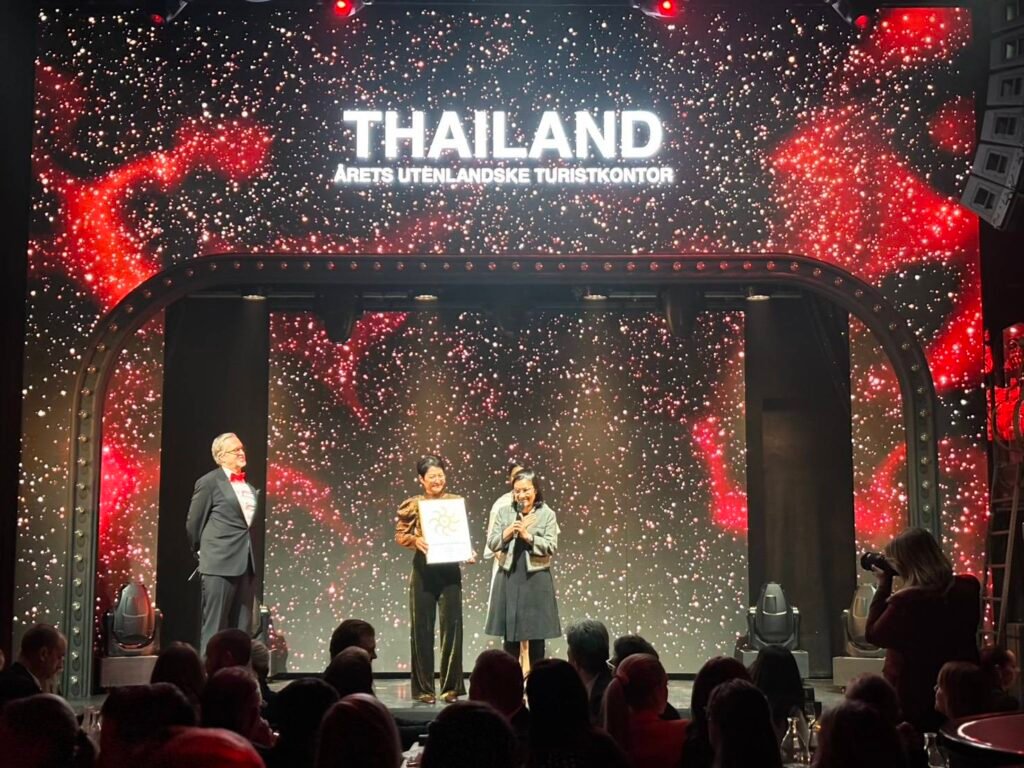 Thailand receives Best Tourist Country award on stage at the Grand Travel Award 2026 ceremony in Oslo, Norway.