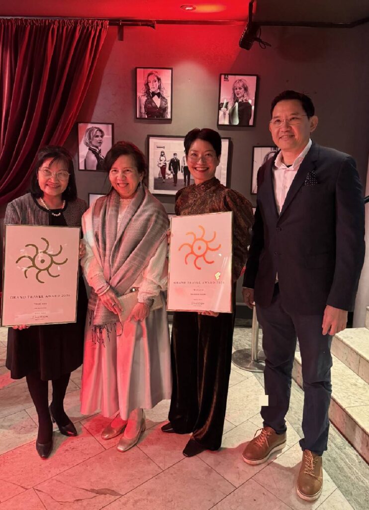 Tourism Authority of Thailand officials pose with Grand Travel Award 2026 trophies celebrating Thailand’s tourism excellence in Norway.