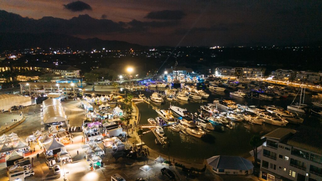 Night view of Phuket Boat Lagoon highlighting vibrant marina activities at Thailand Boat Festival 2026