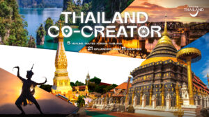 Thailand Co-Creator campaign cover showcasing five healing routes across Thailand, blending nature, culture, wellness landscapes and iconic temples to promote Trusted Thailand storytelling.