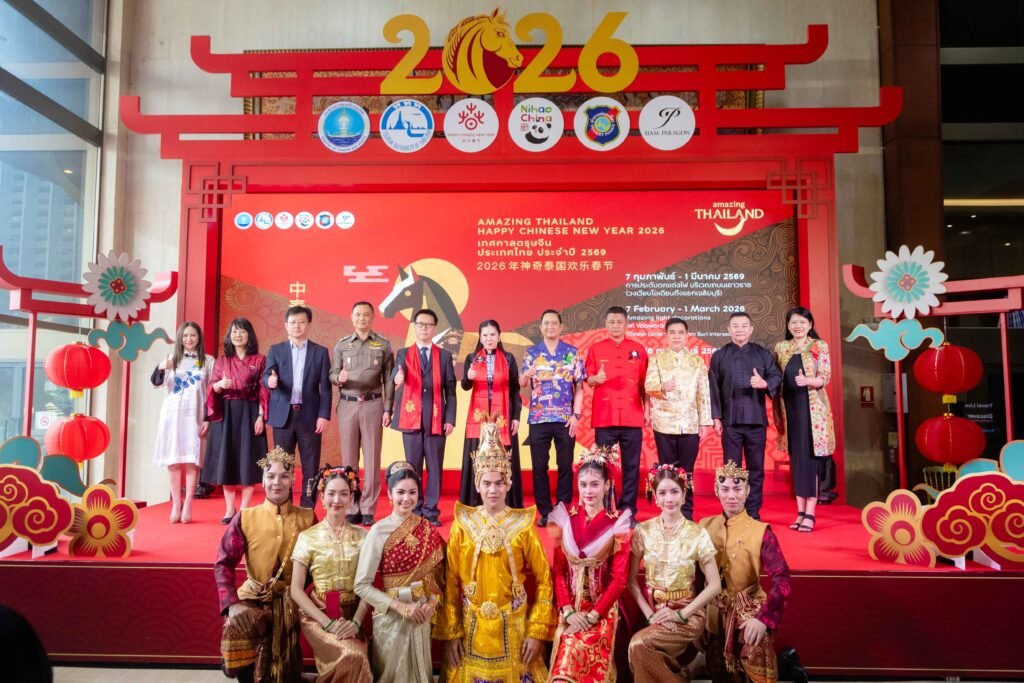 Opening ceremony of Amazing Thailand Chinese New Year 2026 with TAT executives and partners at the official launch in Bangkok