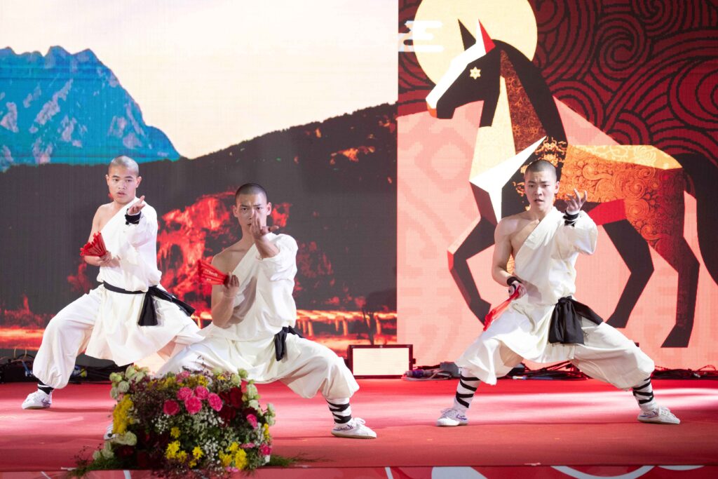 Martial arts performance on stage during Amazing Thailand Happy Chinese New Year 2026 in Bangkok.
