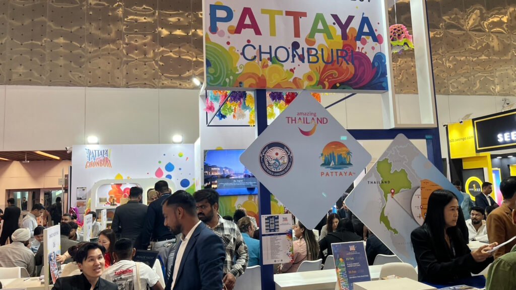 Pattaya Chonburi representatives promoting Thailand destinations at SATTE 2026 trade show in New Delhi.