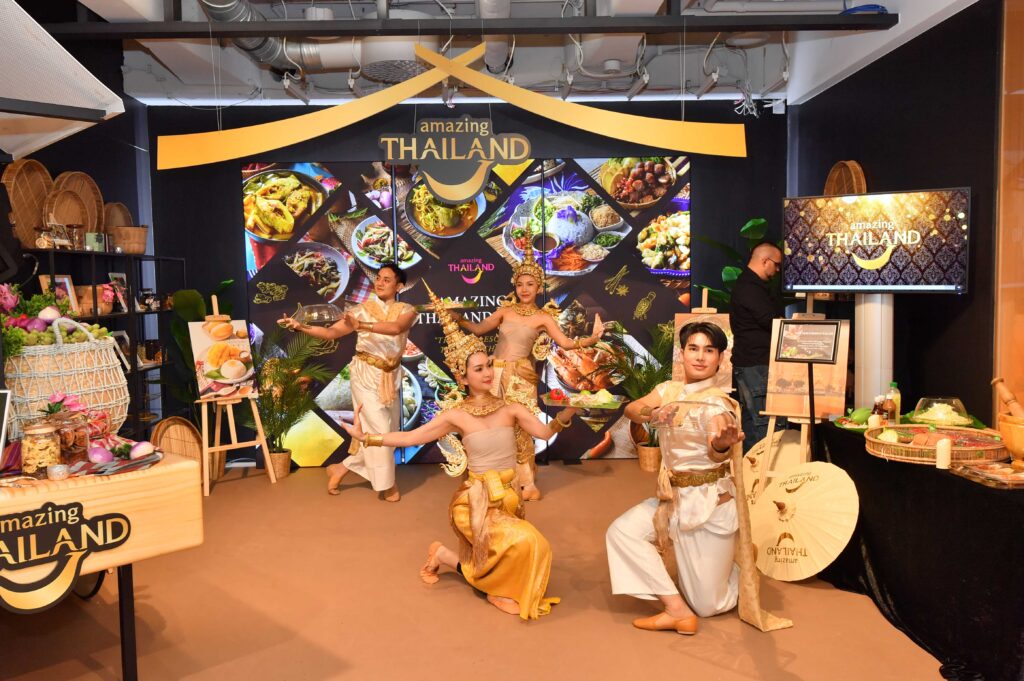 Thai cultural dancers perform during the Amazing Thailand Fest 2026 launch at KaDeWe in Berlin.