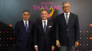 TAT and Mastercard executives pose at official launch of enhanced Amazing Thailand app in Bangkok