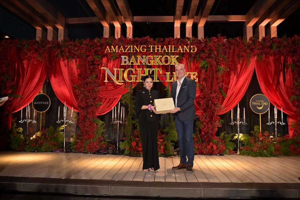 1. Amazing Thailand Bangkok Night Luxe reception stage with TAT Governor and InVoyage executive in Bangkok luxury MICE event setting