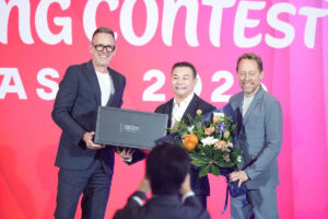 (L–R) Martin Green, Director of Eurovision Song Contest; Mr. Chuwit Sirivejkul, TAT Deputy Governor for Policy and Planning; and Peter Settman, CEO and Founder of Voxovation; at the official announcement of Bangkok as host city for Eurovision Song Contest Asia 2026