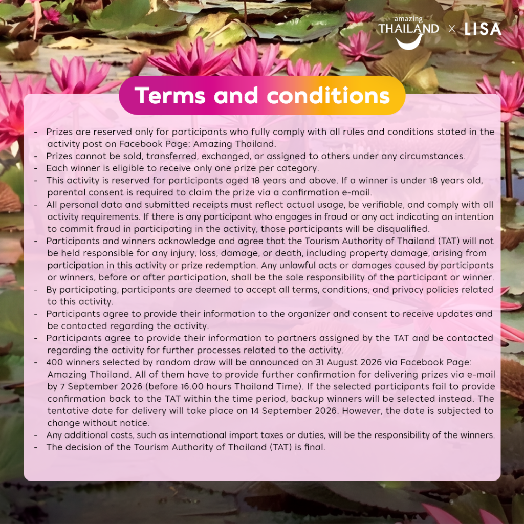 Amazing Thailand x LISA campaign terms and conditions infographic