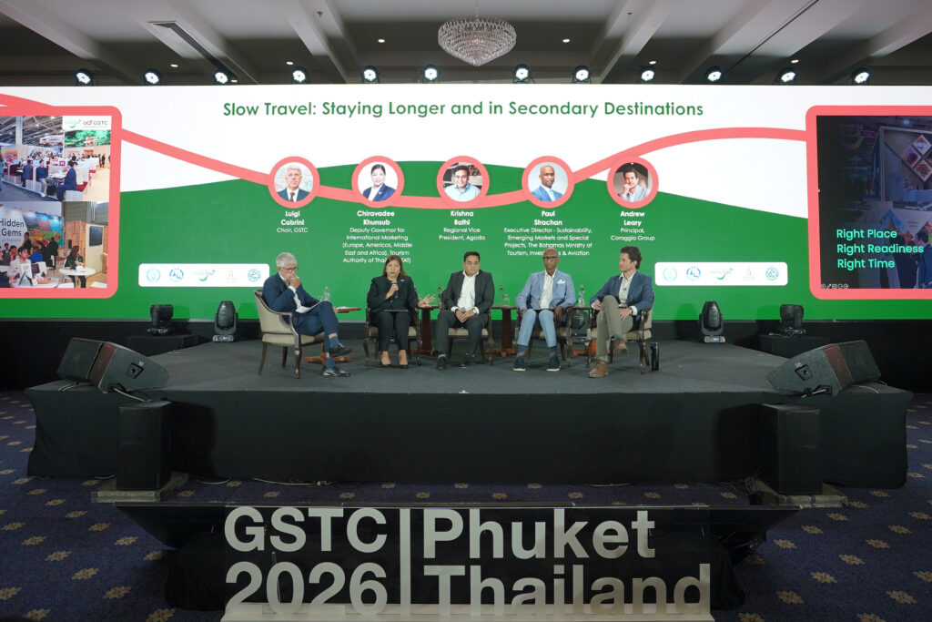 GSTC 2026 panel on sustainable tourism discussing slow travel and destination management in Phuket conference session
