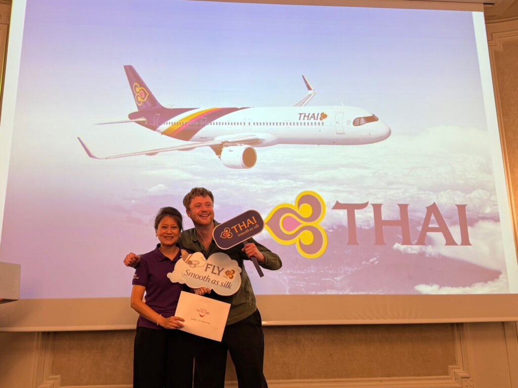 Prize presentation for Thai Airways flights during the Amazing Thailand Roadshow to London.