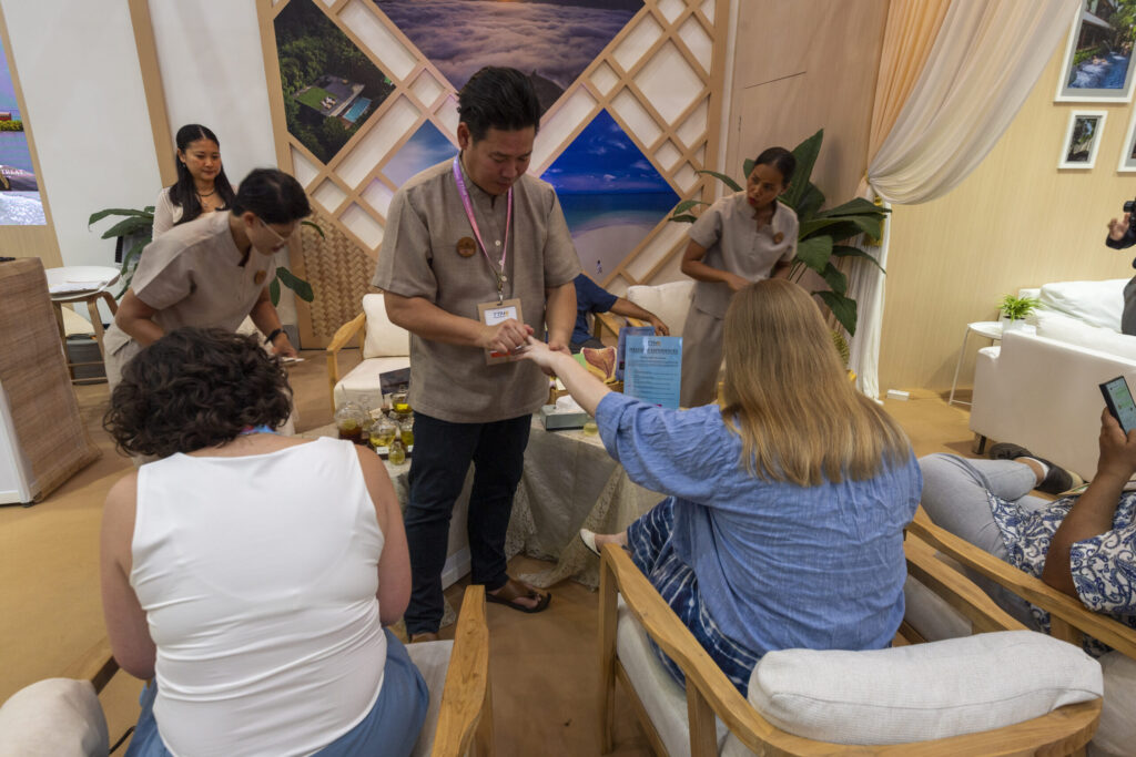 Visitors experience a Thai wellness treatment showcase at TTM+ 2026 in Pattaya.