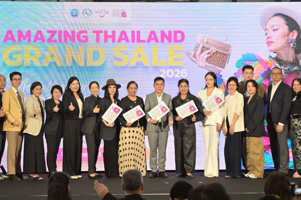 Campaign partners pose at the Amazing Thailand Grand Sale 2026 launch promoting Thai brands and local creativity.