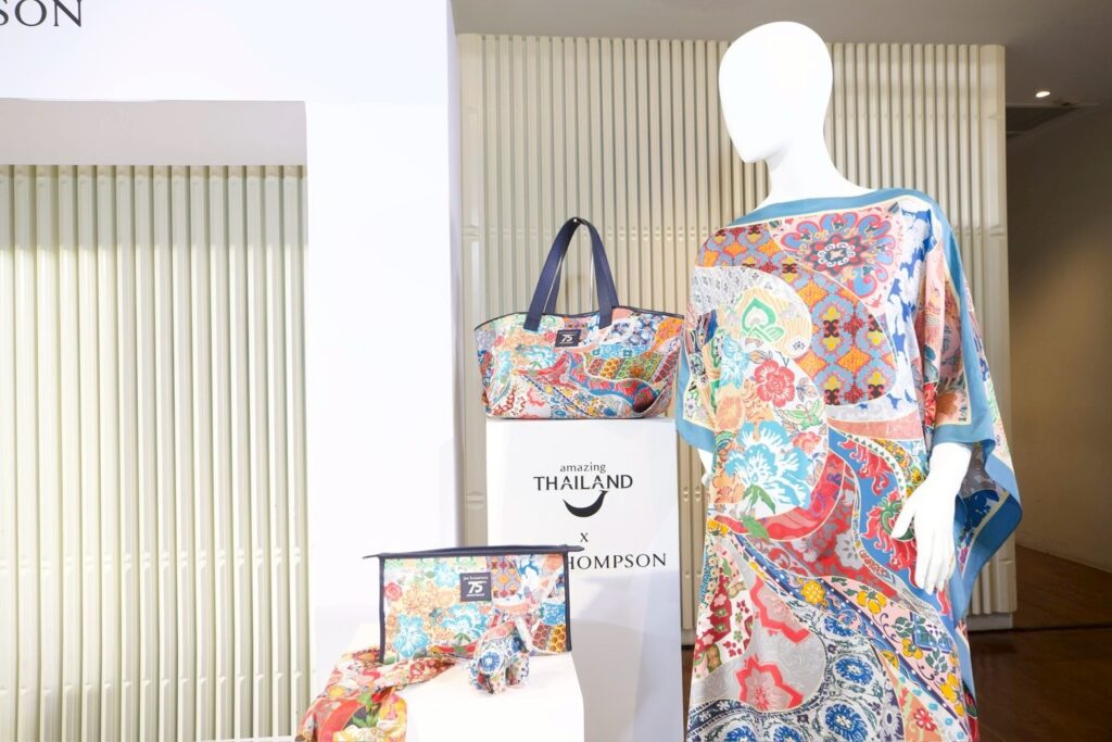 Amazing Thailand x Jim Thompson silk kaftan, travel bag, and accessories showcase Thai craftsmanship