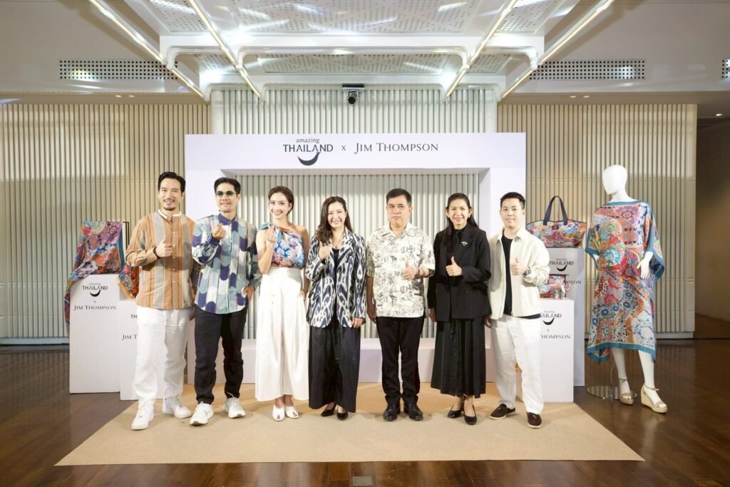 TAT and Jim Thompson representatives launch the Amazing Thailand x Jim Thompson Thai silk collection in Bangkok