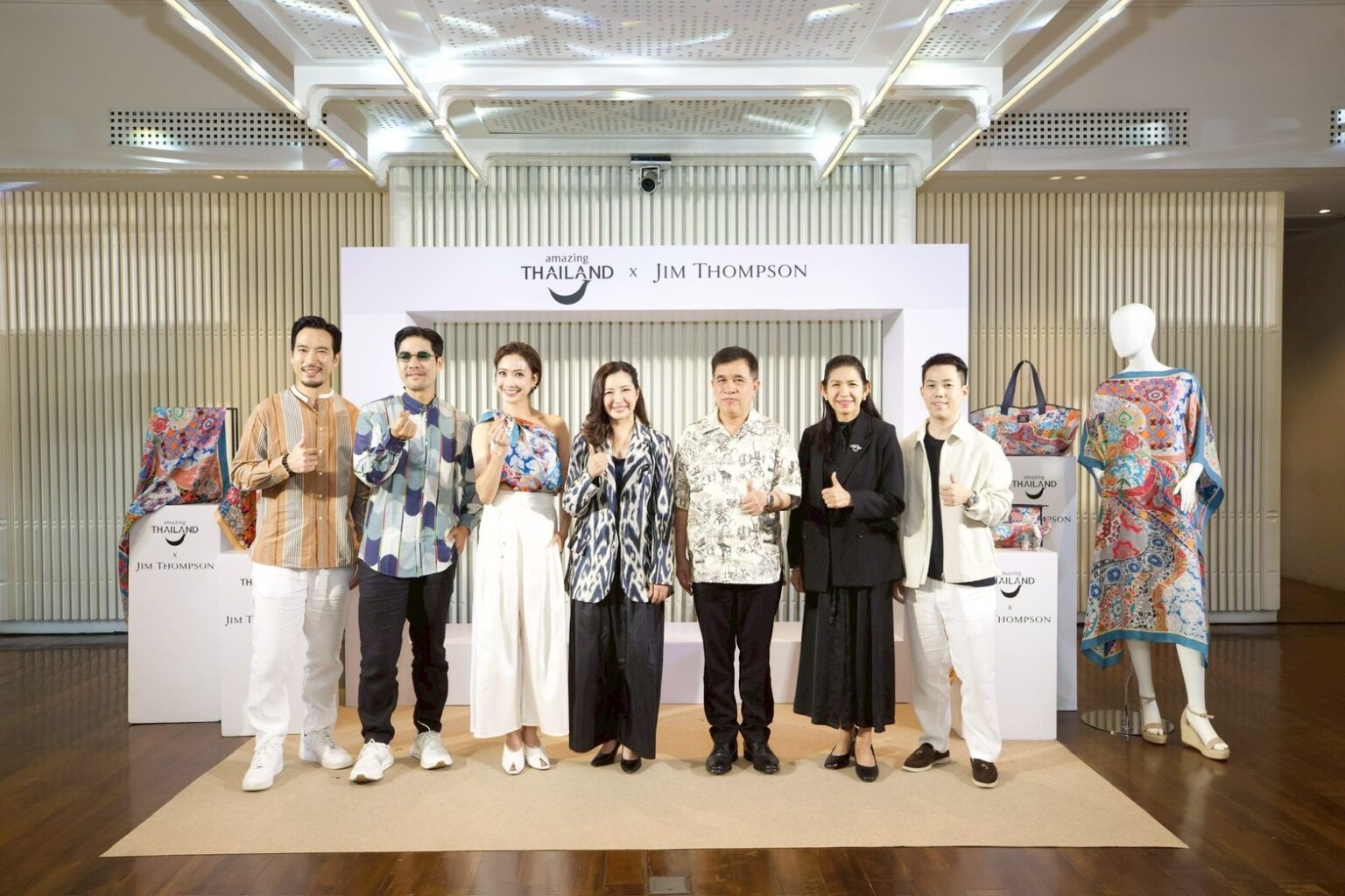 TAT and Jim Thompson representatives launch the Amazing Thailand x Jim Thompson Thai silk collection in Bangkok