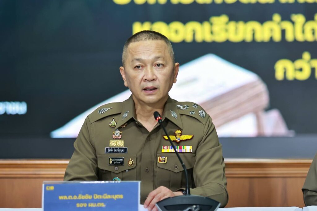 Royal Thai Police officer briefs media on Chinese student virtual kidnapping scam case